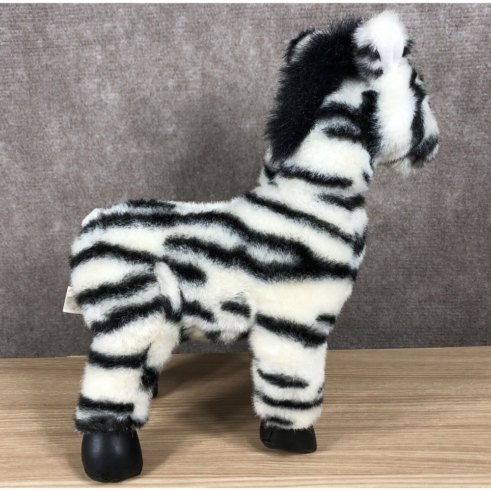 Vintage America Wego Plush Zebra Stuffed Animal 10” Standing Black White #2161 - Picture 3 of 12